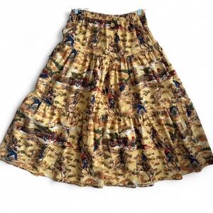 Vintage Sharon Young Western Tiered Midi Skirt - Lg
